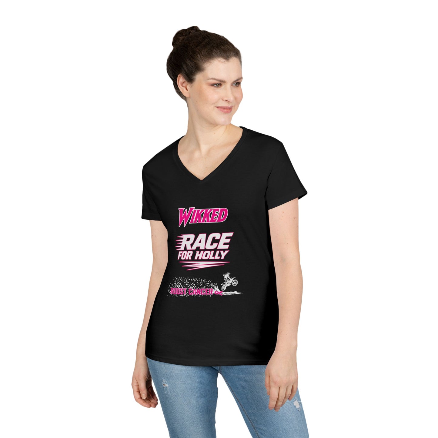 Wikked Race for Holly V-Neck T-Shirt -