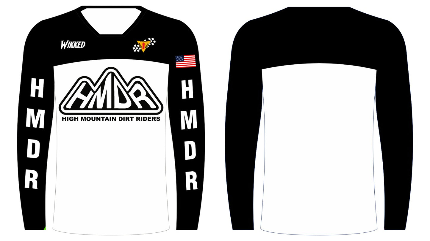 Black and white HMDR RACE JERSEY